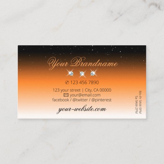 Oranje zwarte gradiënt, piepend diamant visitekaartje (Achterkant)