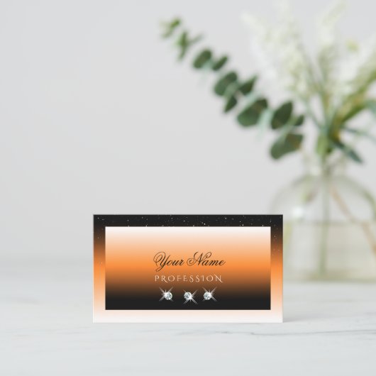 Oranje zwarte gradiënt, piepend diamant visitekaartje (Staand voorkant)