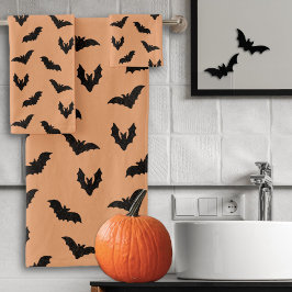Oranje Zwarte Griezeldwepen Vintage Halloween Deco Bad Handdoek