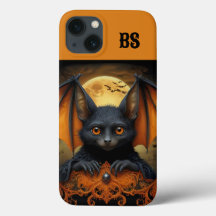 oranje & zwarte griezelige halloween vleermuis