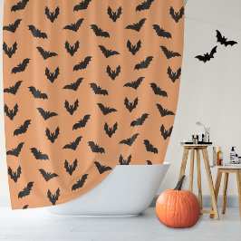 Oranje Zwarte Griezels Vleermuizen Vintage Hallowe Douchegordijn