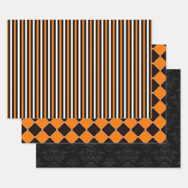 Oranje & Zwarte Halloween Carnaval Magie  Inpakpapier Vel