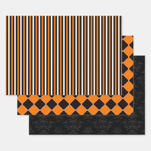 Oranje & Zwarte Halloween Carnaval Magie  Inpakpapier Vel