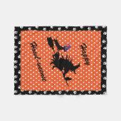 Oranje & Zwarte Halloween Dachshund Vloerbedekking Fleece Deken (Voorkant (Horizontaal))