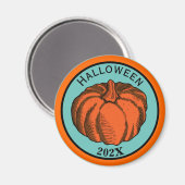  Oranje zwarte Halloween Pumpkin Ink Art Magneet (Voorkant / Achterkant)