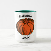 Oranje zwarte Halloween Pumpkin Ink Art Mok (Midden)