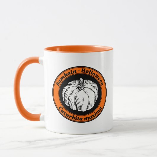  Oranje zwarte Halloween Pumpkin Ink Art Mok (Links)