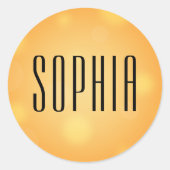 Oranje zwarte Halloween Schattigee naam Ronde Sticker (Voorkant)