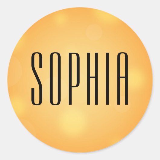 Oranje zwarte Halloween Schattigee naam Ronde Sticker (Voorkant)