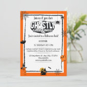 Oranje zwarte Halloween spookachtige begroeting Kaart (Staand voorkant)