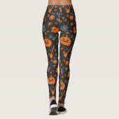 Oranje zwarte Halloween Trick or treat Iconen Leggings (Achterkant)