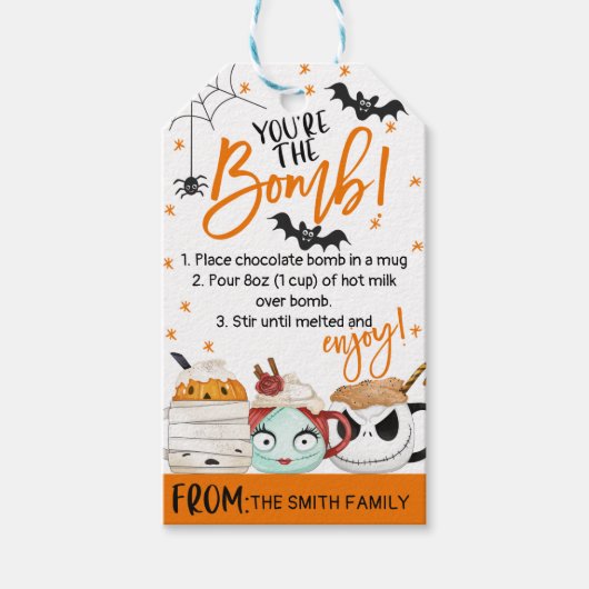 Oranje zwarte halloween Uw Bomb Hot Chocolate Cadeaulabel (Voorkant)