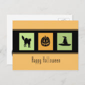 Oranje zwarte Happy Halloween Briefkaarten (Voorkant / Achterkant)