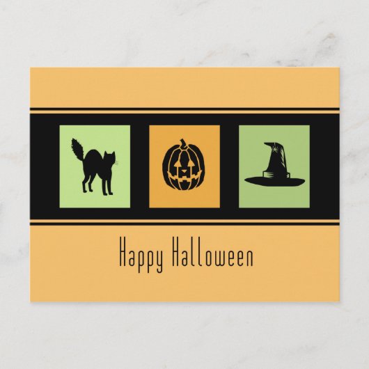 Oranje zwarte Happy Halloween Briefkaarten (Voorkant)
