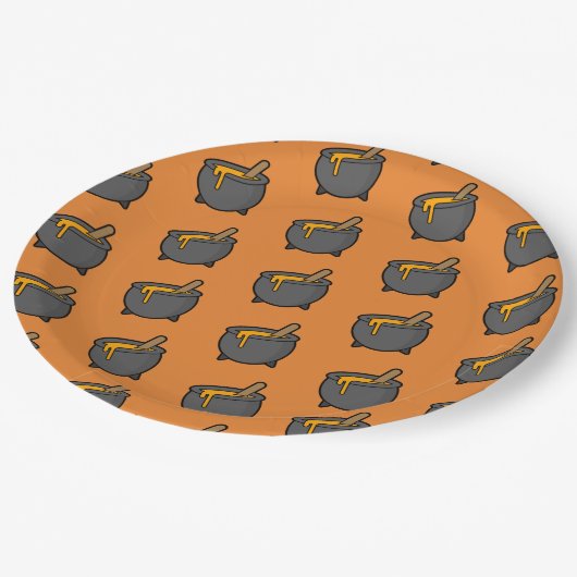 Oranje zwarte heks Broth Pattern Papieren Bordje (Gekanteld)