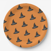 Oranje zwarte heks Pet Pattern Halloween Party Papieren Bordje (Voorkant)