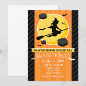 Oranje zwarte heks uitnodiging (Voorkant / Achterkant)