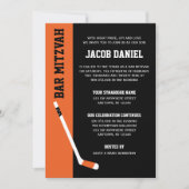 Oranje zwarte hockey Bar Mitzvah Kaart (Voorkant)
