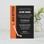 Oranje zwarte hockey Bar Mitzvah Kaart (Staand voorkant)