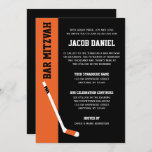 Oranje zwarte hockey Bar Mitzvah Kaart<br><div class="desc">Een moderne hockey met de Bar Mitzvah-uitnodiging met een hockeystick in oranje en zwart. Deze unieke sportieve uitnodiging is eenvoudig te personaliseren met behulp van de online tools voor sjabloon.</div>