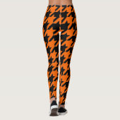 Oranje zwarte honden tandenpatroon leggings (Achterkant)
