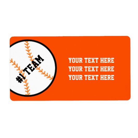 Oranje & Zwarte honkbalteam sportstickerlabels Etiket (Voorkant)