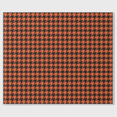 Oranje zwarte houndstooth-controle cadeaupapier (Vlak)
