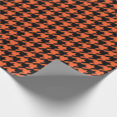 Oranje zwarte houndstooth-controle cadeaupapier (Hoek)