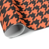 Oranje zwarte houndstooth-controle cadeaupapier (Rol Hoek)