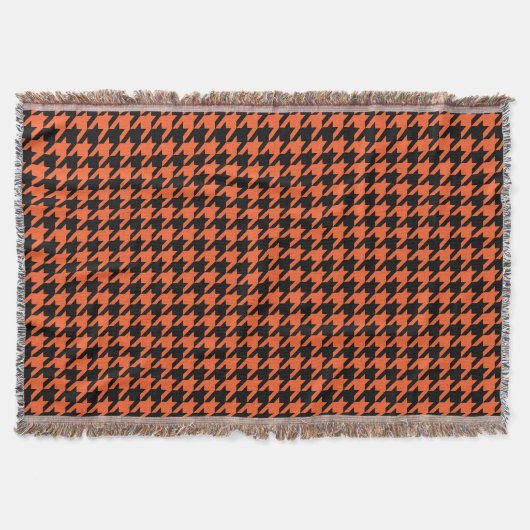 Oranje zwarte houndstooth-controle deken (Voorkant)