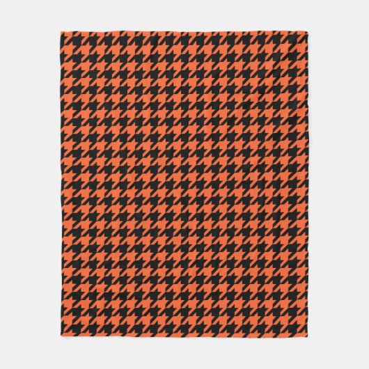 Oranje zwarte houndstooth-controle fleece deken (Voorkant)