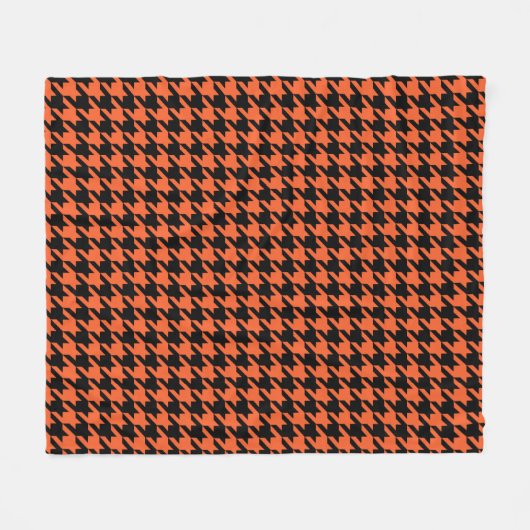 Oranje zwarte houndstooth-controle fleece deken (Voorkant (Horizontaal))