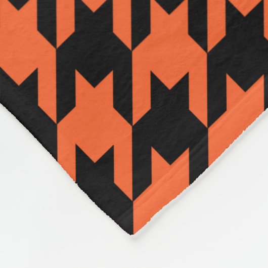 Oranje zwarte houndstooth-controle fleece deken (Hoek)