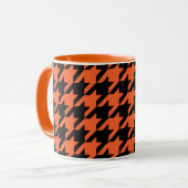 Oranje zwarte houndstooth-controle mok (Voorkant links)