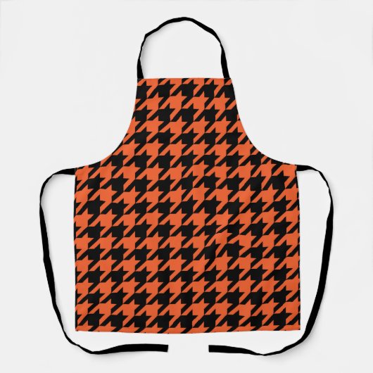 Oranje zwarte houndstooth-controle schort (Voorkant)