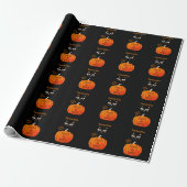 Oranje Zwarte Kat Spooky Trick or treat Halloween Cadeaupapier (Uitgerold)