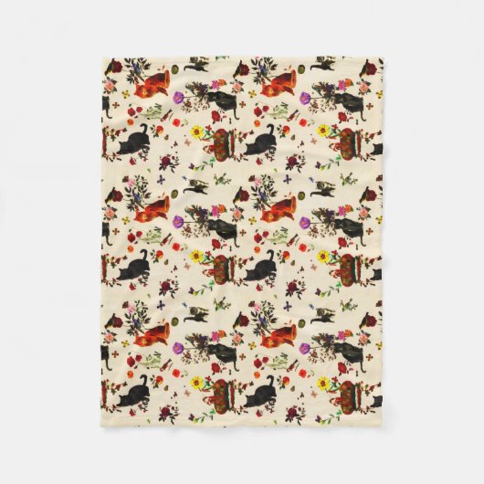  Oranje zwarte katten Vogeltuin Fleece Deken (Voorkant)