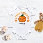 Oranje & Zwarte Kleine Pompoen Halloween Meisje Romper
