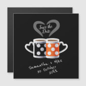 Oranje + Zwarte Kleur Ontwerp Koffie Save the Date (Voorkant / Achterkant)