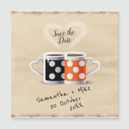 Oranje + Zwarte Kleur Ontwerp Koffie Save the Date