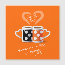 Oranje + Zwarte Kleurontwerp Koffie Save the Date