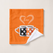 Oranje + zwarte Koffiekleur Koffiekleurendruk POP Bad Handdoek (Wasdoekje)