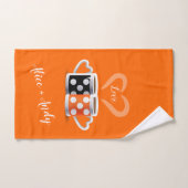 Oranje + zwarte Koffiekleur Koffiekleurendruk POP Bad Handdoek (Handdoek)
