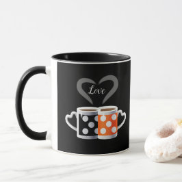 Oranje + zwarte Koffiekleur Koffiekleurendruk POP Mok