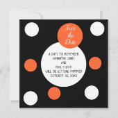 Oranje + zwarte Koffiekleur Koffiekleurendruk POP Save The Date (Achterkant)