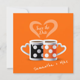 Oranje + zwarte Koffiekleur Koffiekleurendruk POP Save The Date