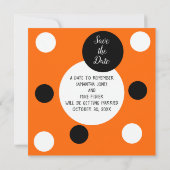 Oranje + zwarte Koffiekleur Koffiekleurendruk POP Save The Date (Achterkant)