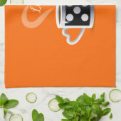 Oranje + zwarte Koffiekleur Koffiekleurendruk POP Theedoek (Gevouwen)