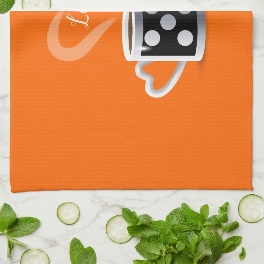 Oranje + zwarte Koffiekleur Koffiekleurendruk POP Theedoek (Gevouwen)