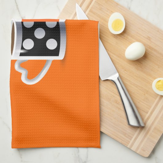 Oranje + zwarte Koffiekleur Koffiekleurendruk POP Theedoek (Quarter Fold)